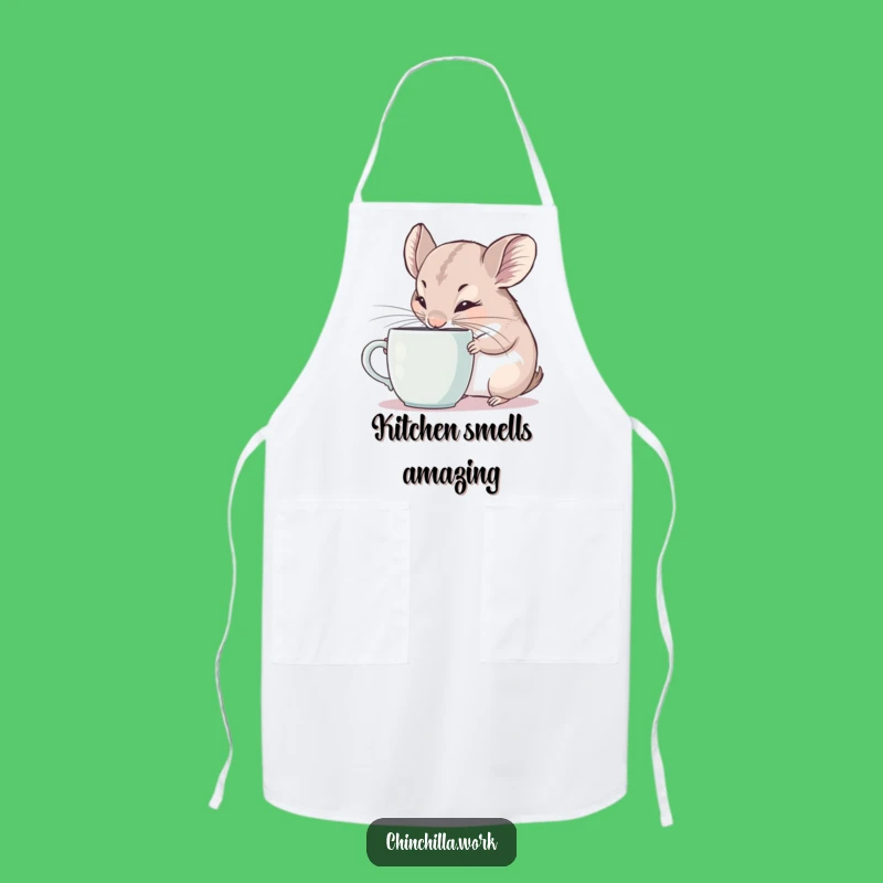 Funny Apron: Chinchilla Coffee Taster, Comical Gift for Kitchen Fun