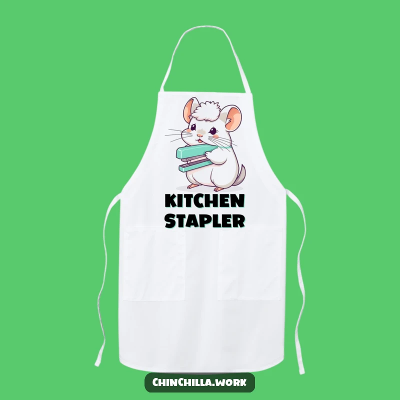 Funny Chinchilla Stapler Head Apron - Hilarious Office Chef Gift