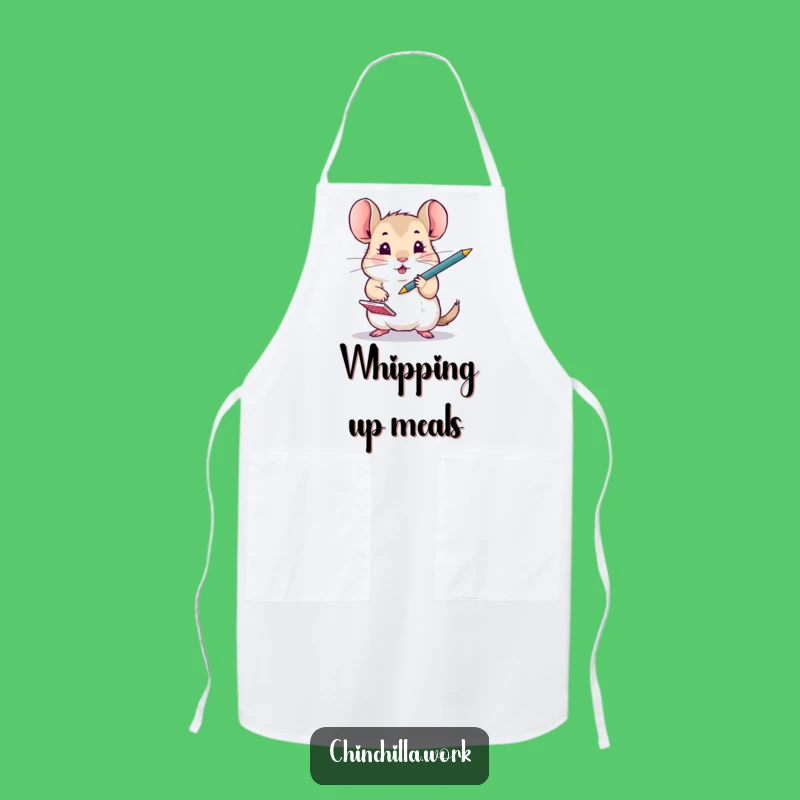 Funny Busy Chinchilla Chef Apron: Hilarious Rodent Multitasking in the Kitchen