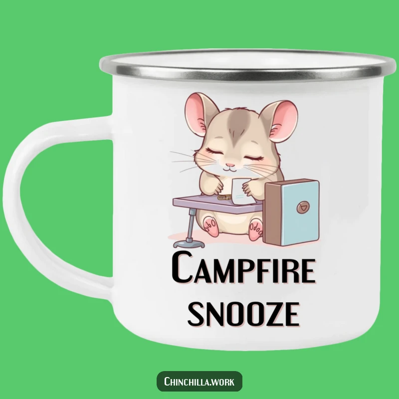 Funny Chinchilla Campfire Mug - Sleepy Rodent Outdoor Adventure Humor Gift