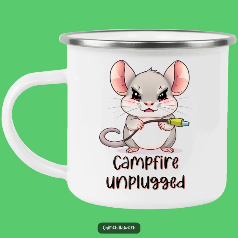 Funny Chinchilla Mouse Unplug Camping Mug - Outdoor Tech Humor Gift