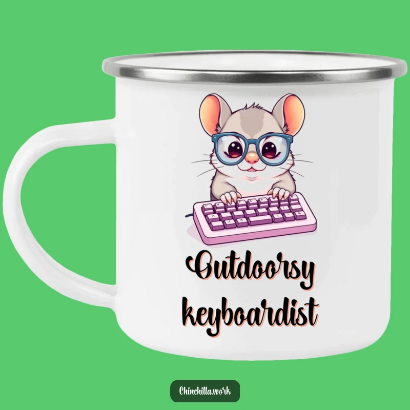 Funny Camping Mug: Chinchilla Typing Fuel, Comical Gift for Outdoor Work