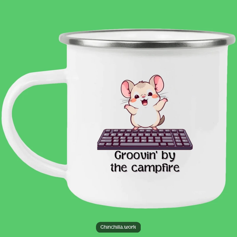 Funny Kawaii Office Chinchilla Keyboard Dance Camping Mug: Adventure Beats
