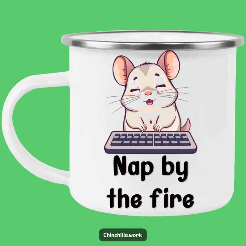 Funny Surprised Chinchilla Keyboard Camping Mug - Sleepy Outdoor Companion - Funny Gift