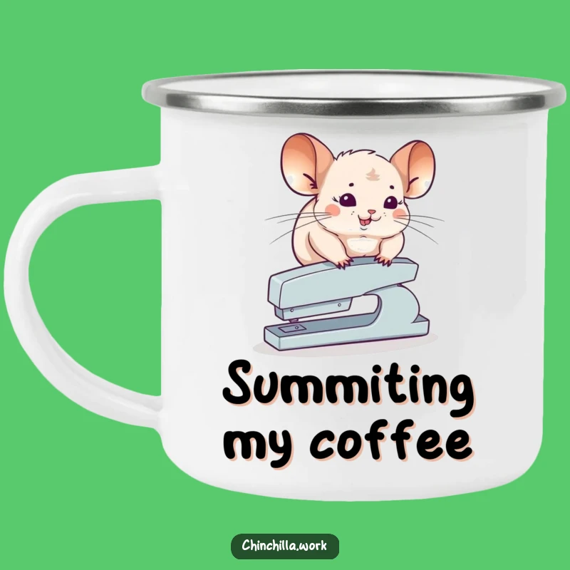 Funny Chinchilla Stapler Camping Mug: Balancing Act Cup for Adventurous Drinkers
