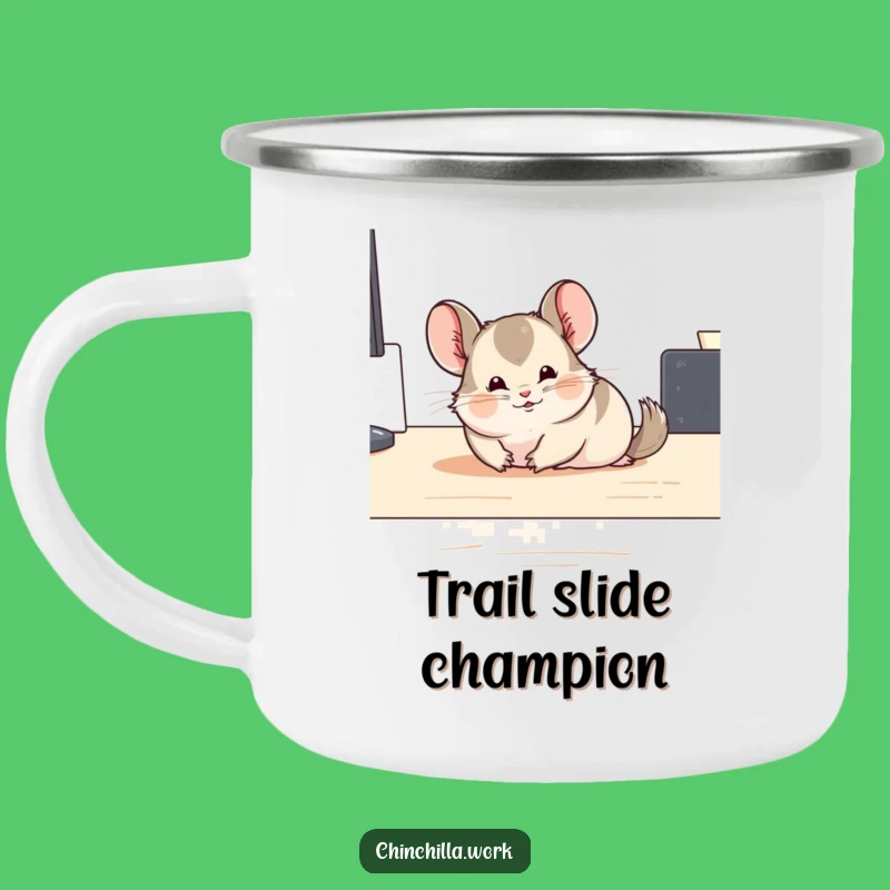 Funny Sliding Chinchilla Enamel Camping Mug: Adventure with a Laugh
