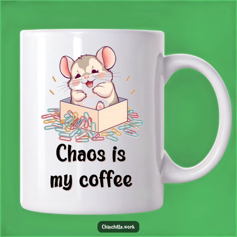 Funny Chinchilla Paperclip Mug: Joyful Rolling Rodent Fun for Office Humor Lovers