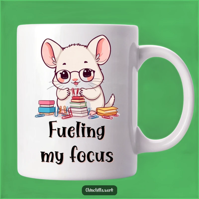Funny Office Chinchilla Mug: Precision Paperclip Stacking Humor