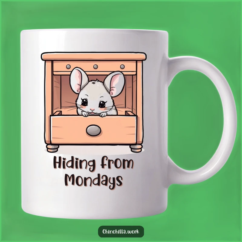 Funny Chinchilla Drawer Mug: Playful Hiding Rodent Fun for Office Desk Ambiance