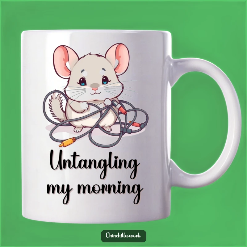 Funny Chinchilla Mug: Kawaii Investigator, Tangled Cables Humor, Tech Gift