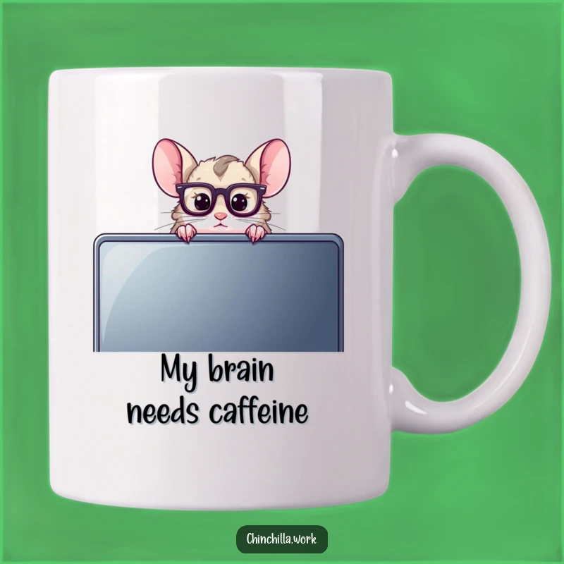 Funny Chinchilla Nerd Mug: Adorable Reading Glasses Over Monitor for Book Lovers & Geeks