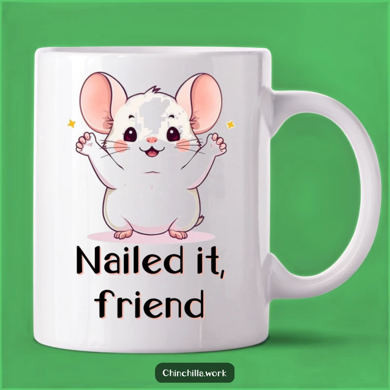Funny Chinchilla Celebration Mug: Hilarious Gift for Project Success and Achievement