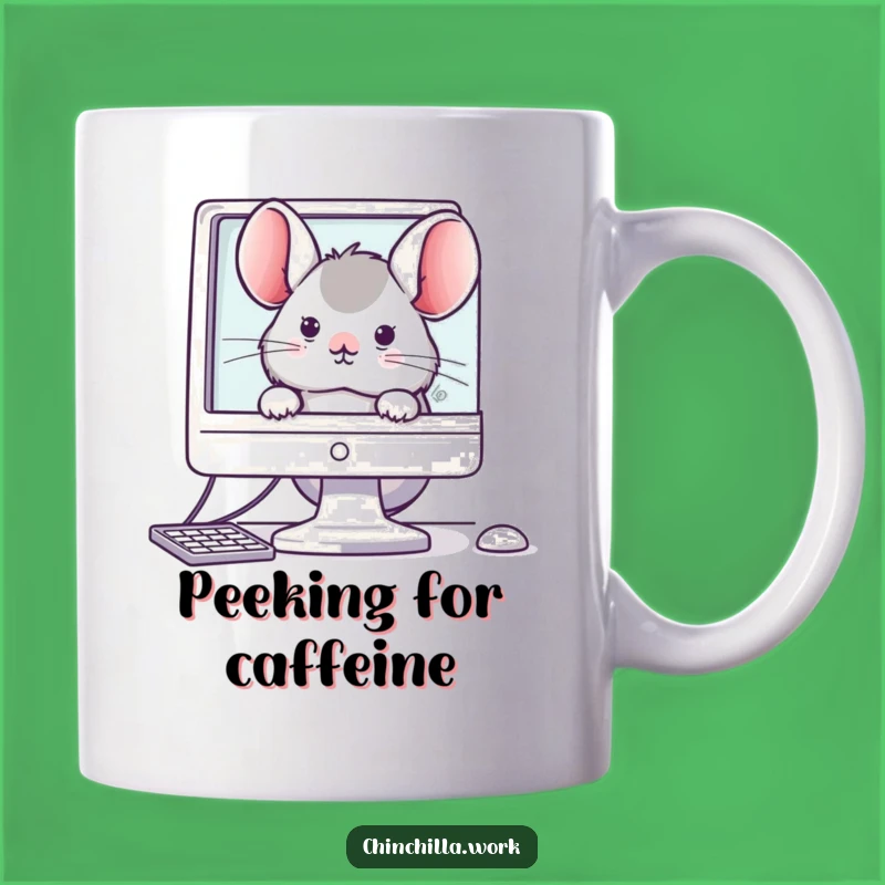 Funny Office Chinchilla Mug: Peek-a-Boo Humor for Work Life
