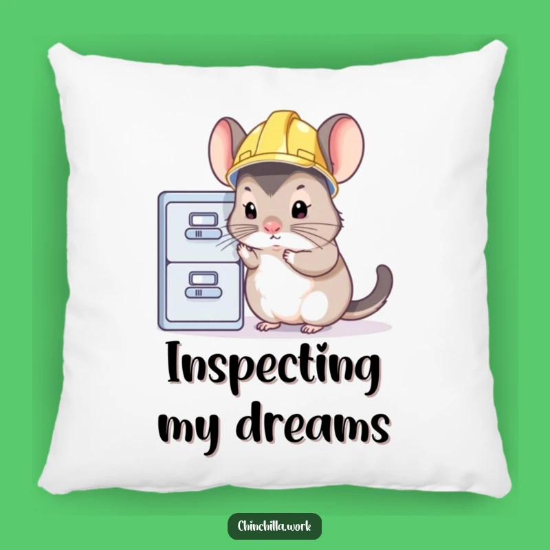 Funny Chinchilla Inspector Pillow: Cozy Comfort with Tiny Hard Hat Humor