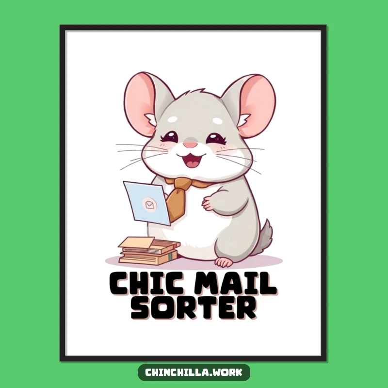 Funny Chinchilla Mail Sorter Digital Art Print - Instant Cute Decor Gift
