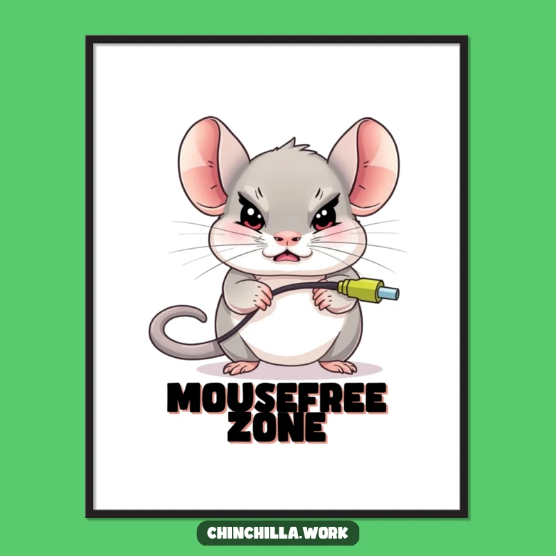 Funny Chinchilla Mouse Unplug Digital Art - Hilarious Tech Decor Gift