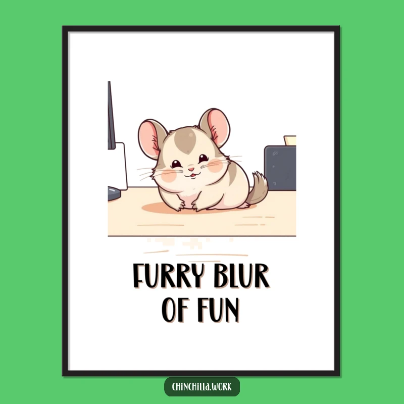 Funny Sliding Chinchilla Digital Art: Instant Download for Whimsical Decor