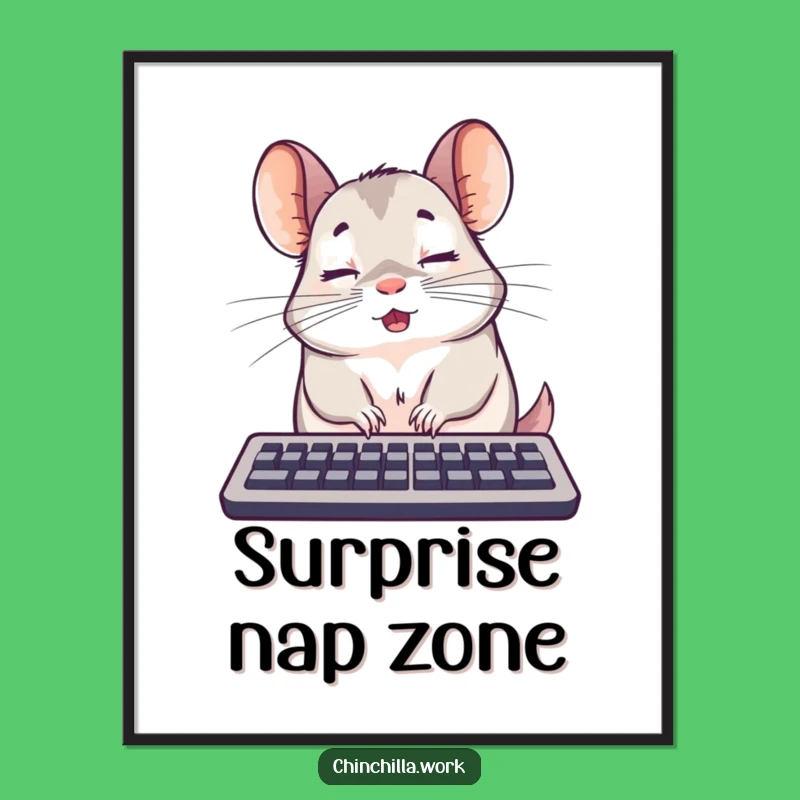 Funny Surprised Chinchilla Keyboard Digital Art - Relatable Decor - Funny Gift