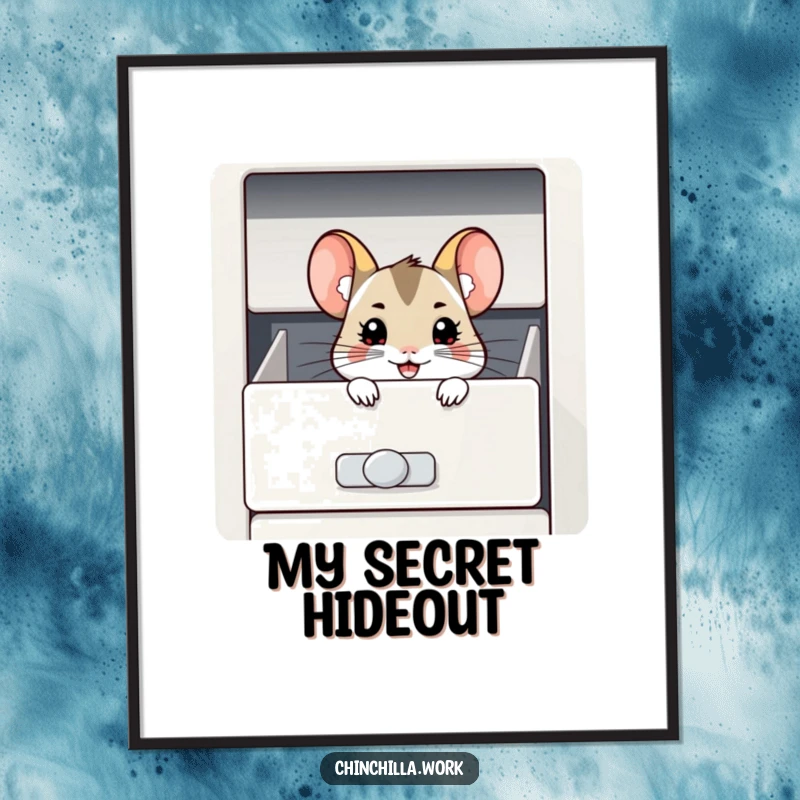 Funny Chinchilla Digital Art: A chinchilla with a joyful grin peeks from a filing cabinet, offering a humorous and charming visual.