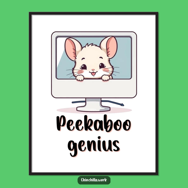 Funny Chinchilla Monitor Digital Art Print - Instant Tech Decor Gift