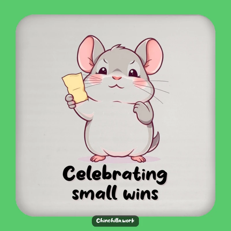 Funny Office Chinchilla Triumph Coaster Set - Celebrate Success Gift