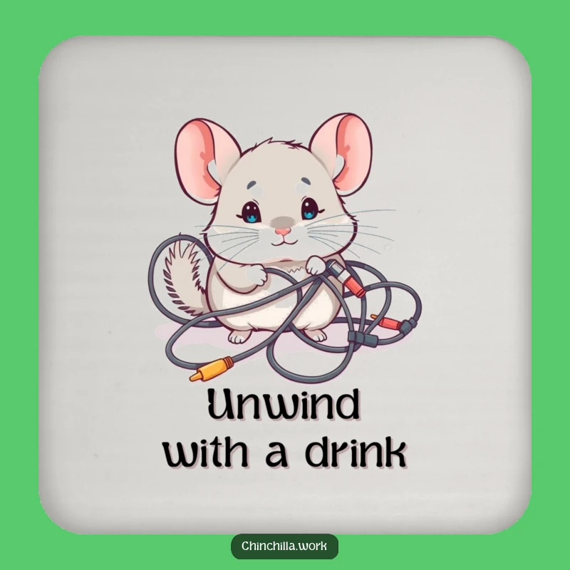 Funny Chinchilla Coaster: Protect Surfaces from Kawaii Tech Chaos