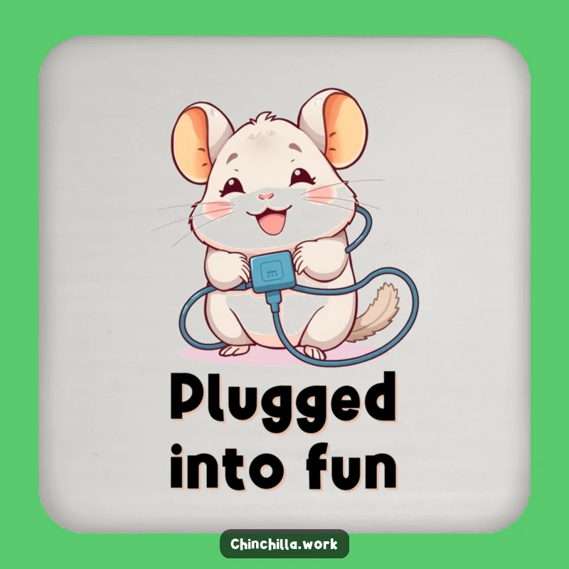 Funny Chinchilla Coaster: Tangled Cable Drink Protector