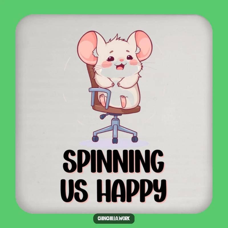 Funny Chinchilla Spin Zone Coaster: Protect Surfaces with Rodent Fun