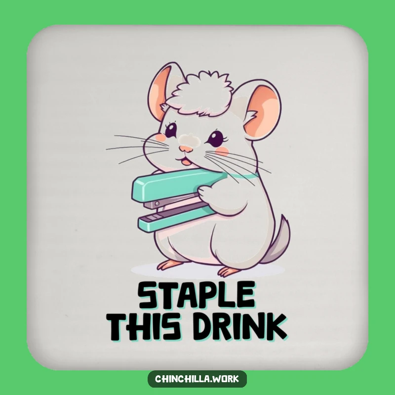 Funny Chinchilla Stapler Head Coaster - Hilarious Desk Balance Gift
