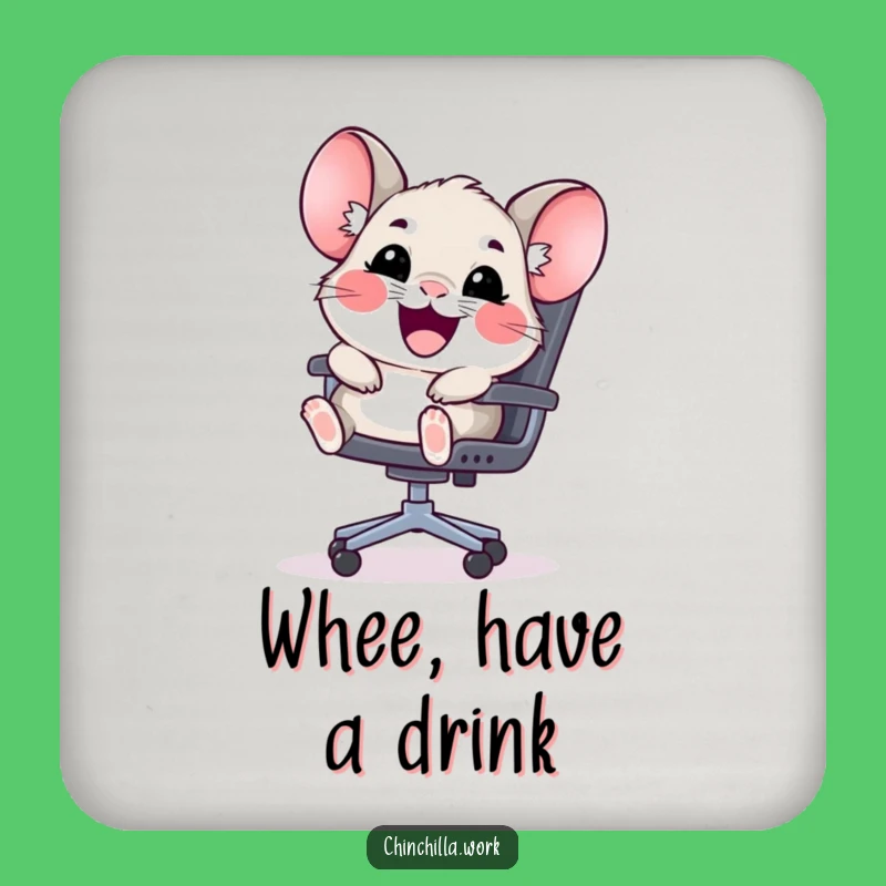 Funny Kawaii Chinchilla Chair Slide Drink Coaster - Protect Surfaces with Cute Humor