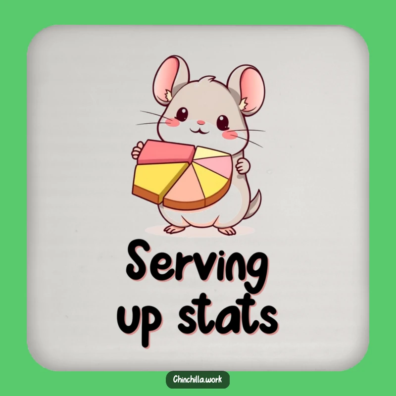 Funny Kawaii Chinchilla Pie Chart Coaster - Cute Drink Data Gift