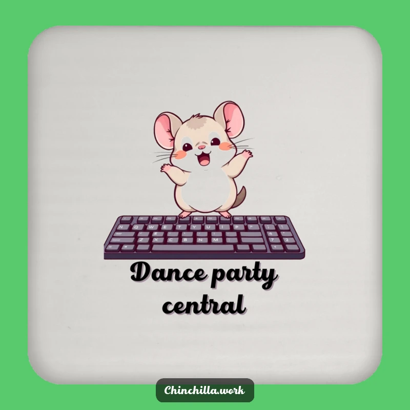 Funny Kawaii Office Chinchilla Keyboard Dance Coaster: Protect & Groove