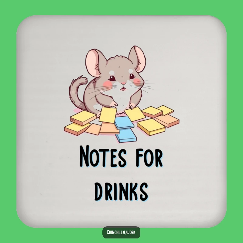 Funny Chinchilla Sticky Note Coaster: Protect Surfaces with Rodent Humor