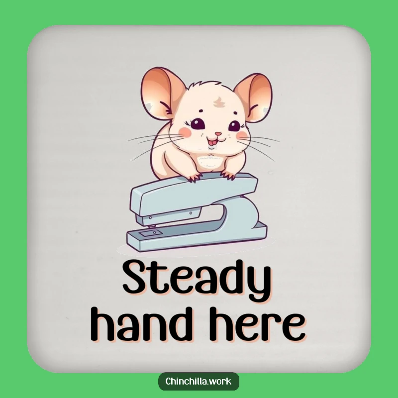 Funny Chinchilla Stapler Coaster: Balancing Act Decor for a Humorous Table