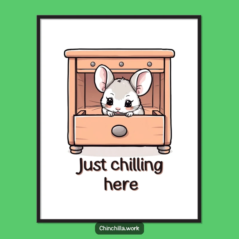 Funny Chinchilla Drawer Poster: Hiding Rodent Art for a Playful, Whimsical Wall