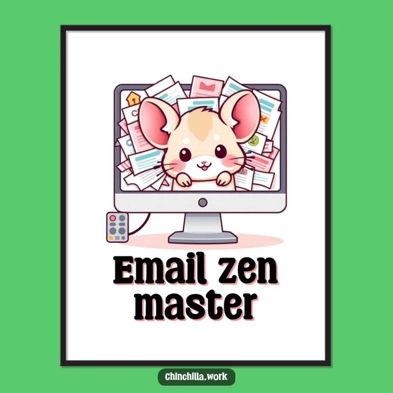 Funny Chinchilla Inbox Poster: Kawaii Office Art, Perfect Wall Decor Funny Gift