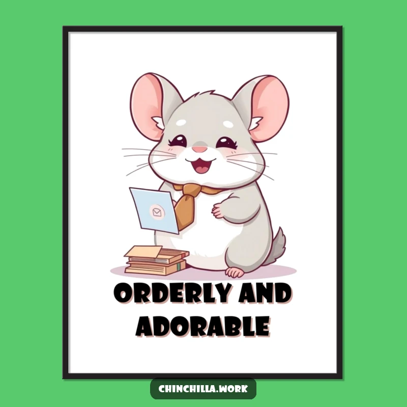 Funny Chinchilla Mail Sorter Poster - Adorable Office Decor Gift