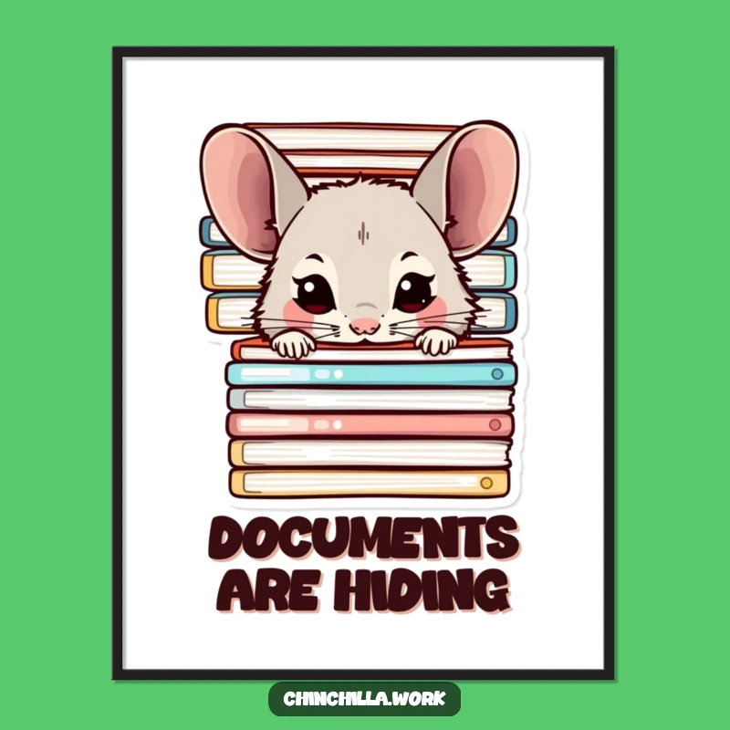 Funny Chinchilla Poster: Office Peeking Chinchilla Art Print