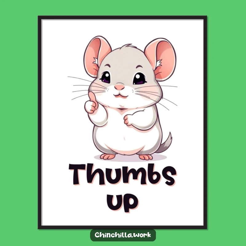 Funny Chinchilla Thumbs Up Poster: Positive Rodent Art for Wall Decor