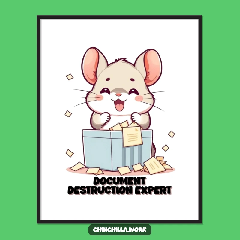 Funny Kawaii Chinchilla Office Art Poster: Hilarious Wall Decor Funny Gift!