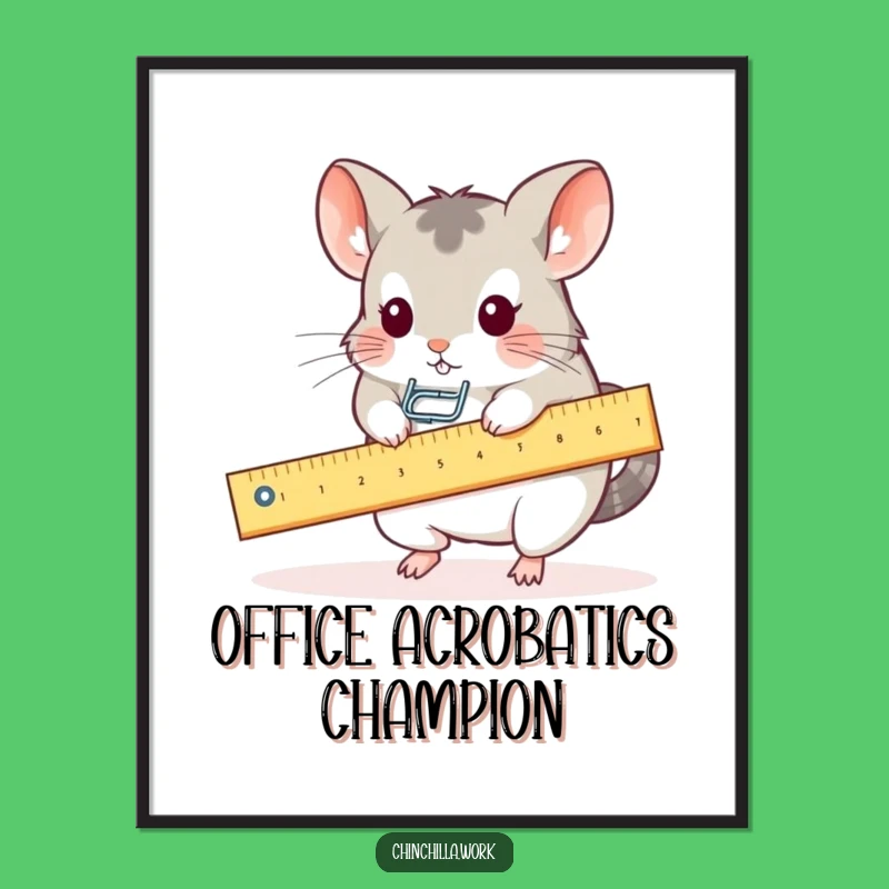 Funny Kawaii Office Chinchilla Ruler Seesaw Poster: Whimsical Desk Art