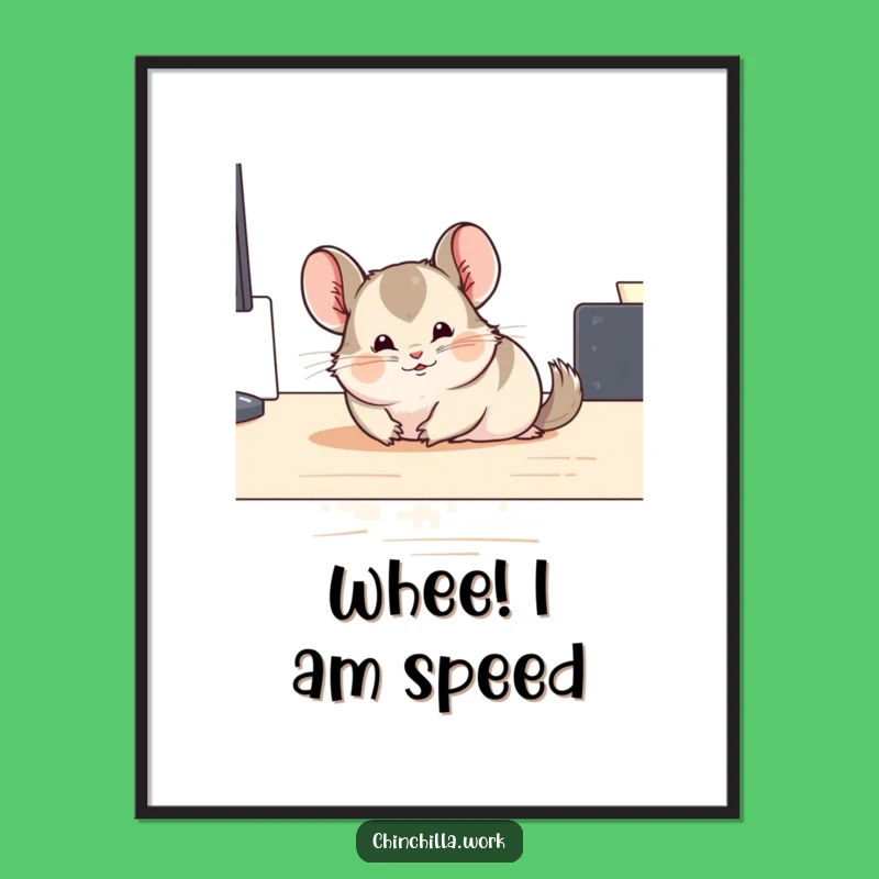 Funny Sliding Chinchilla Poster: Whimsical Wall Art for Playful Spaces