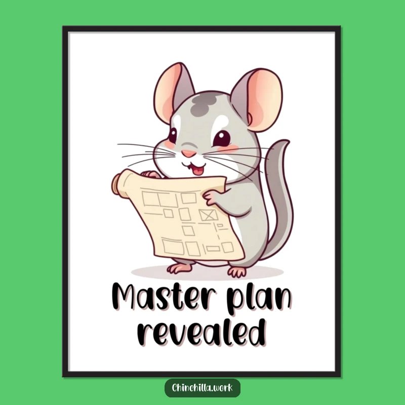 Funny Chinchilla Blueprint Poster - Hilarious Architectural Wall Art Gift