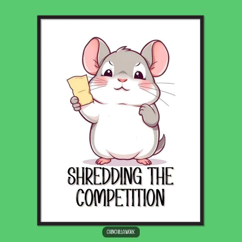 Funny Office Chinchilla Triumph Poster - Motivational Desk Art Gift