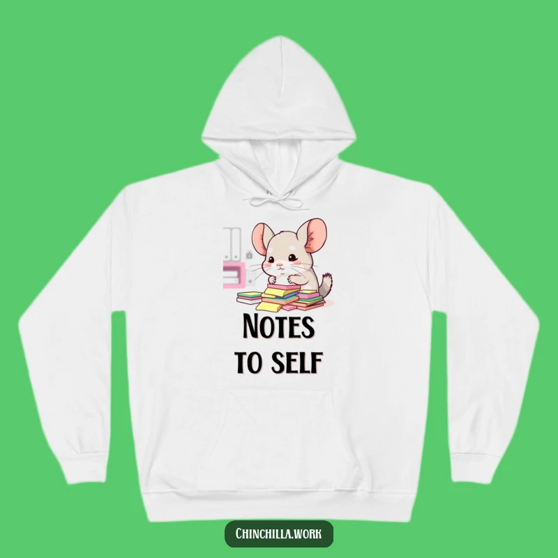 Cozy Funny Kawaii Office Chinchilla Hoodie: Sticky Note Master, Warm & Humorous Gift