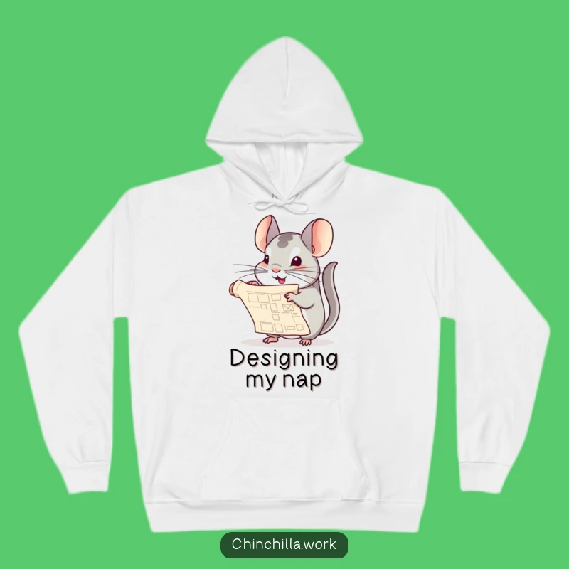 Funny Chinchilla Blueprint Hoodie - Cozy, Creative Unfurling Design Gift