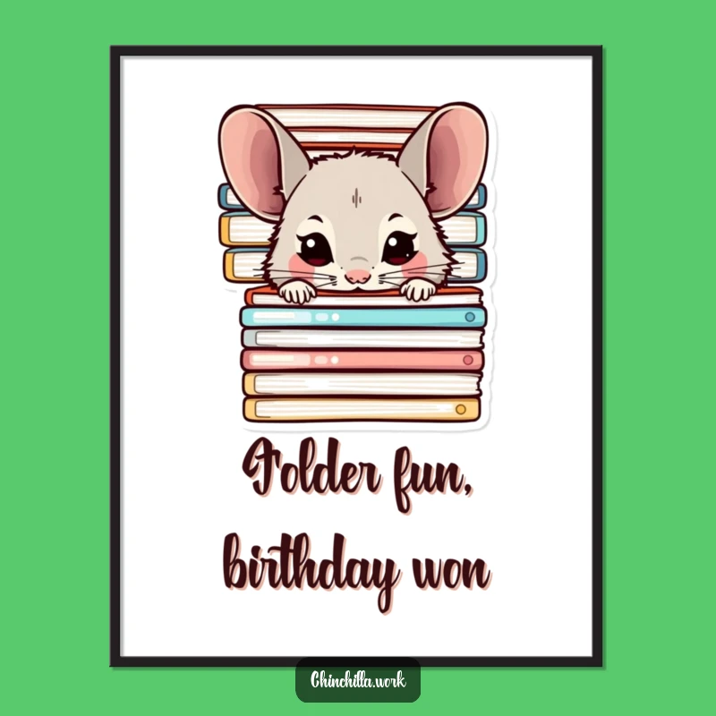 Free Printable Wall Art: Shy Chinchilla, Funny Downloadable Office Desk Decor