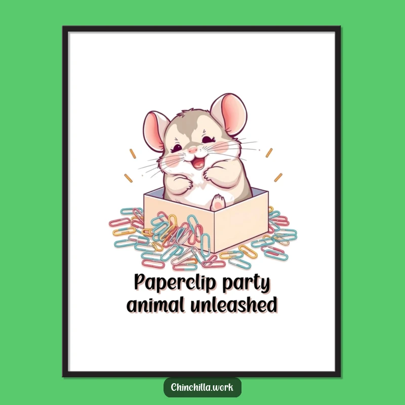 Free Printable Funny Chinchilla Wall Art - Joyful Paperclip Playtime Decor