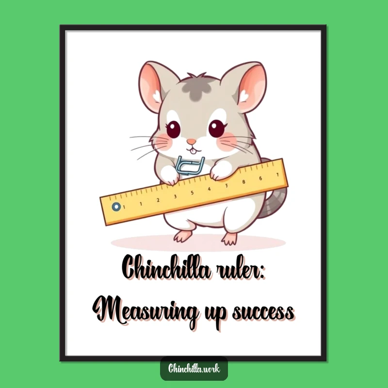 Free Printable Kawaii Chinchilla Art: Tiny Office Ruler Seesaw for Funny Downloadable Decor