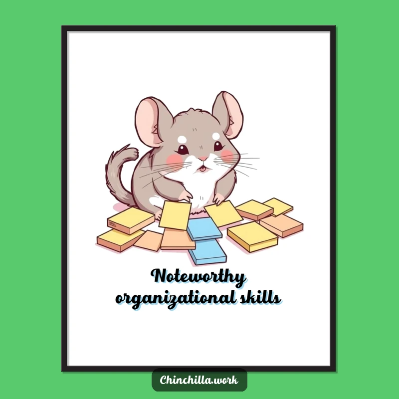 Free Printable Wall Art: Chinchilla's Sticky Note Struggle, Hilarious Downloadable Decor
